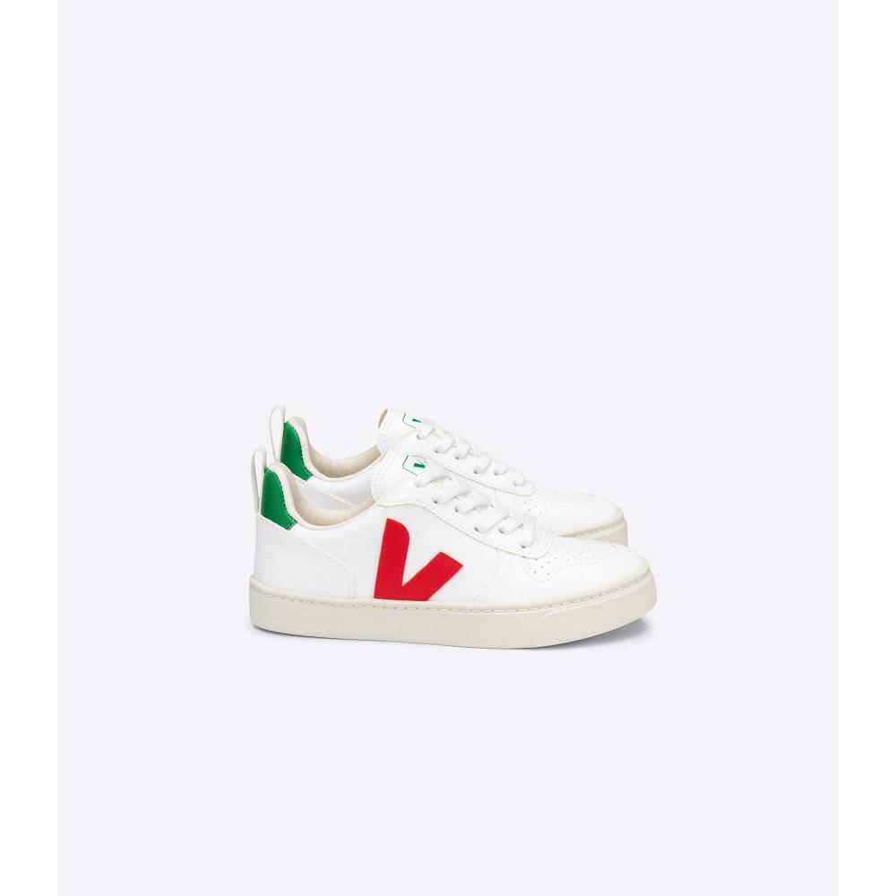 Veja V-10 LACES CWL Tornacipő Gyerek White/Green/Red | HU 865YXF